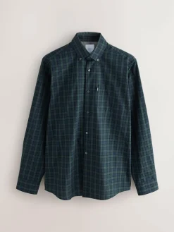 Best Next Regular Fit Easy Iron Button Down Oxford Shirt Green Micro Blackwatch