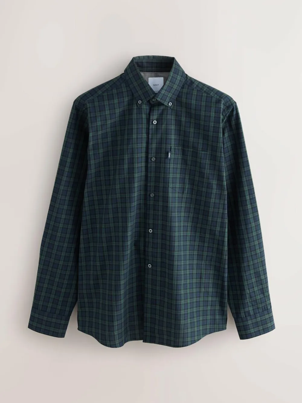 Best Next Regular Fit Easy Iron Button Down Oxford Shirt Green Micro Blackwatch