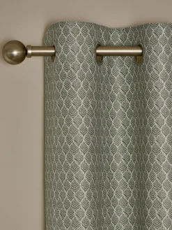 Next Green Mini Leaf Jacquard Eyelet Lined Curtains^ Curtains & Blinds