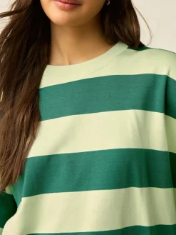 Next Green Monochrome Oversized Relaxed Fit Boxy Heavyweight Crew Neck T-Shirt^Women Nightwear|Tops & T-Shirts