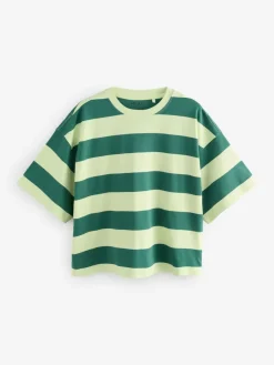 Next Green Monochrome Oversized Relaxed Fit Boxy Heavyweight Crew Neck T-Shirt^Women Nightwear|Tops & T-Shirts