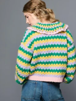 Next Green Multi Patch Hand Crochet Collar Cardigan^Women Knitwear|Knitwear