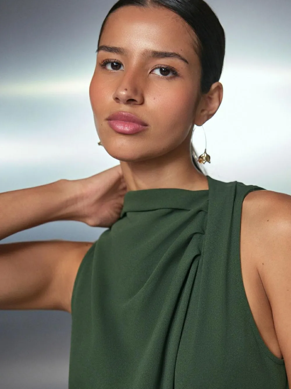 Outlet Next Occasion Cowl Neck Sleeveless Jersey Jumpsuit Green