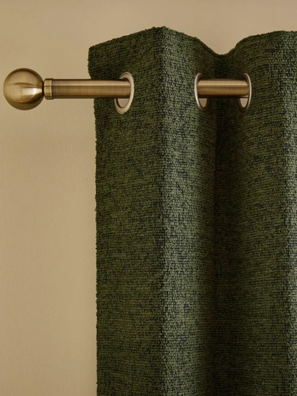 Hot Next Bouclé Lined Eyelet Curtains Green Olive