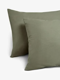 Next Green Olive Cotton Rich Plain Duvet Cover and Pillowcase Set^ Bedsets & Duvet Covers