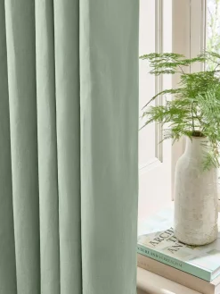Best Next Green Pale Sage Blackout/Thermal Cotton Eyelet Curtains