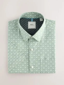 Online Next Easy Iron With Short Sleeve Oxford Shirt Green Palm Print