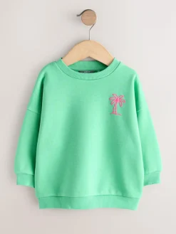 Sale Next Green Palm Tree All-Over Print Crew Neck Sweatshirt (3mths-7yrs)