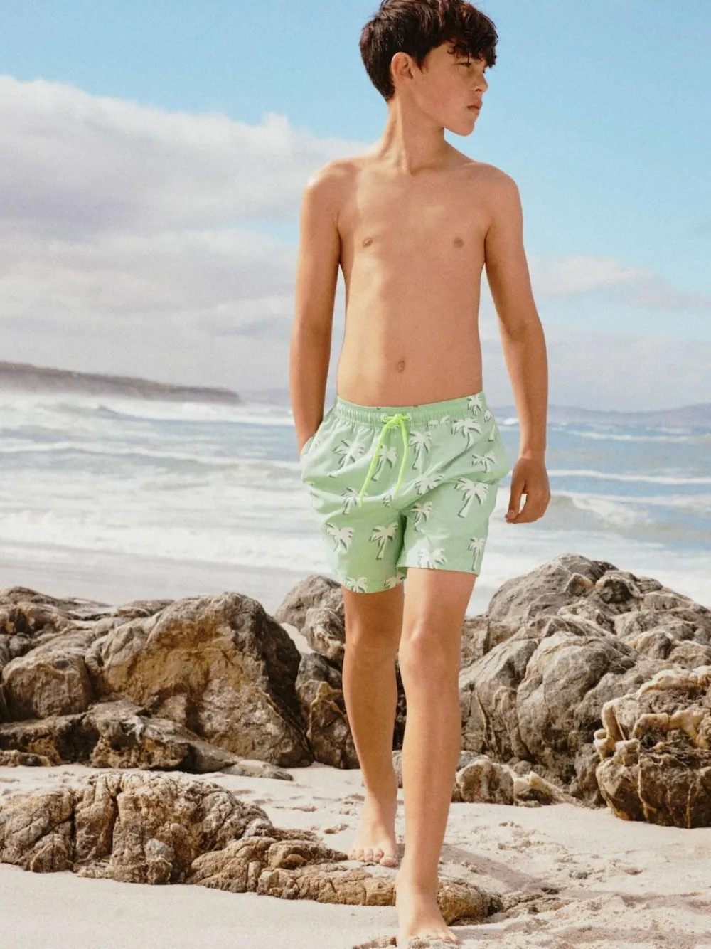 Best Next Green Palm Tree Printed Swim Shorts (3-16yrs)