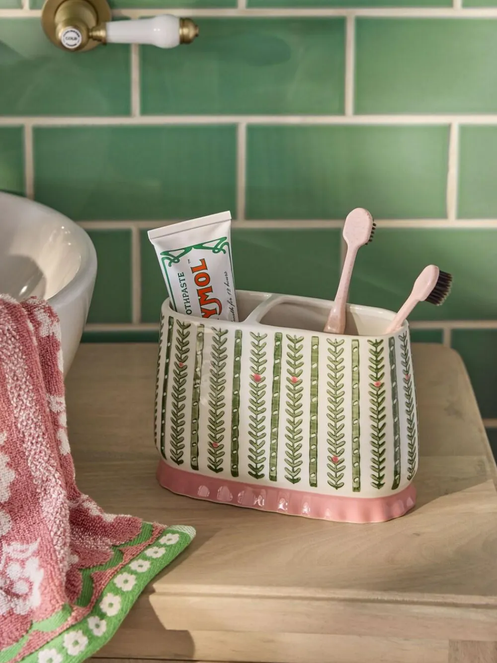 Next Green Pattern Frill Toothbrush Tidy^ Bathroom Accessories