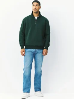 Next Green Quarter Zip Cotton Rich Jersey Sweatshirt^ Nightwear|Sweatshirts & Hoodies