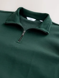 Next Green Quarter Zip Cotton Rich Jersey Sweatshirt^ Nightwear|Sweatshirts & Hoodies