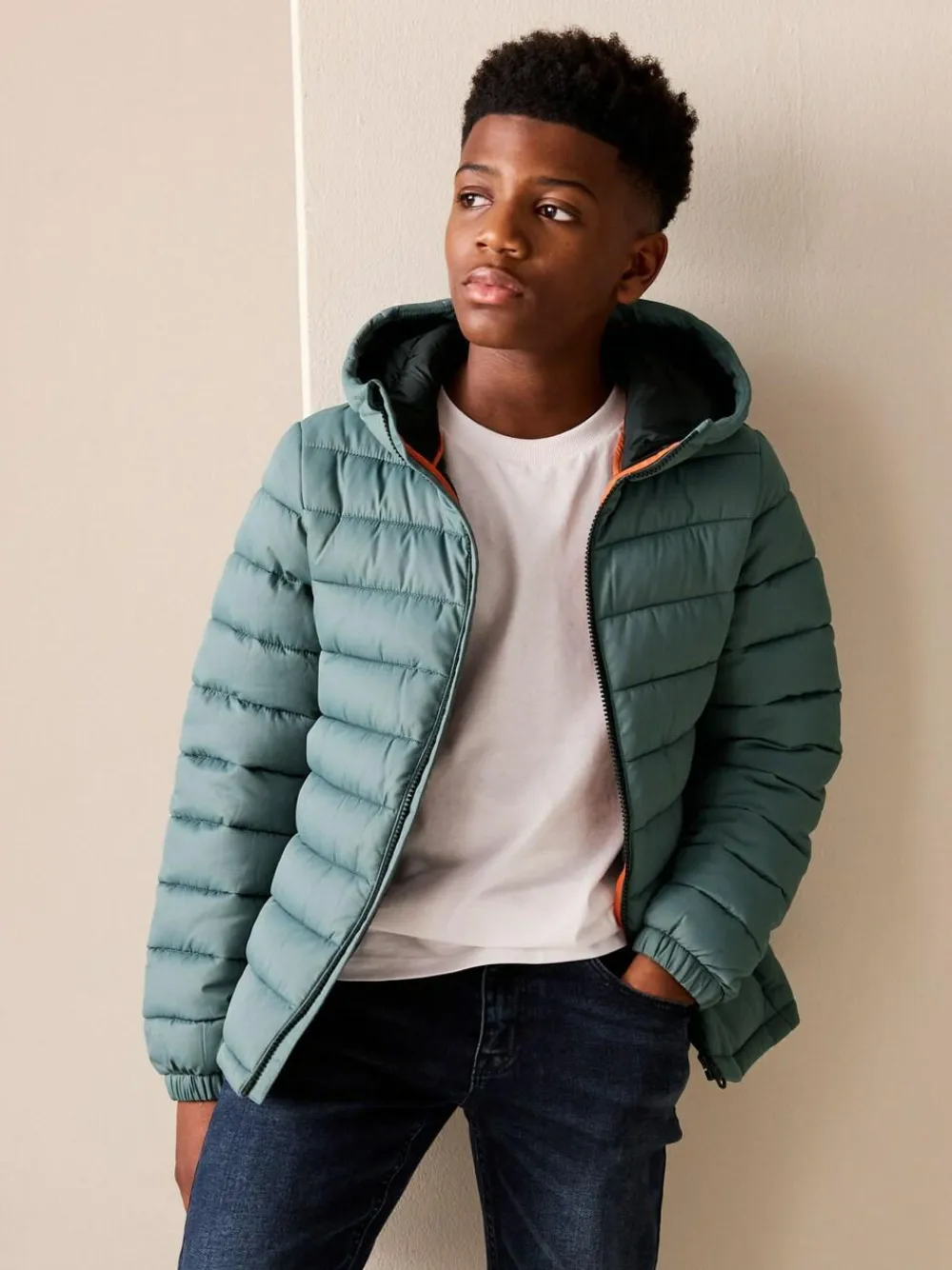 Next Green Quilted Midweight Hooded Jacket (3-16yrs)^BOY Coats & Jackets|Snowsuits & Coats