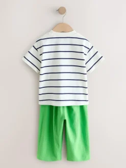 Online Next Green Rainbow Short Sleeve Top and Barrel Trousers Set (3mths-7yrs)