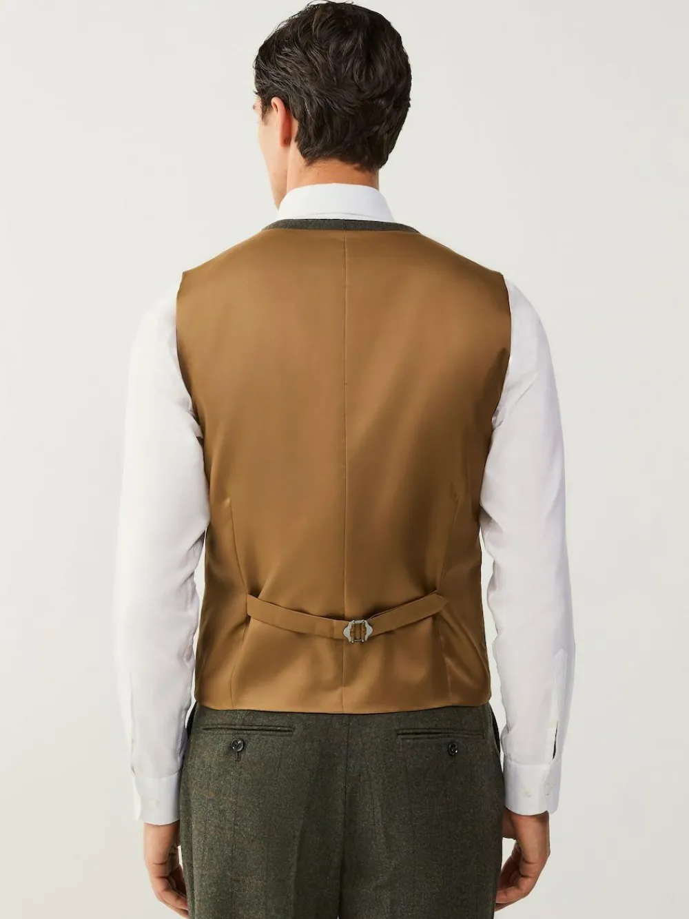 Next Green Regular Fit Nova Fides Italian Wool Blend Trimmed Check Suit Waistcoat^ Vests