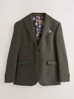 Next Green Regular Fit Nova Fides Italian Wool Blend Trimmed Check Suit Jacket^ Blazers & Formal Jackets|Occasionwear