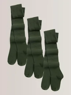 Next Green Regular Length 3 Pack Cotton Rich School Tights^ Socks & Tights|Socks & Tights