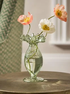 Next Green Ruffle Ribbed Glass Bud Vase^ Vases