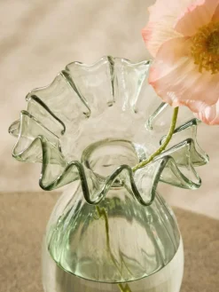 Next Green Ruffle Ribbed Glass Bud Vase^ Vases