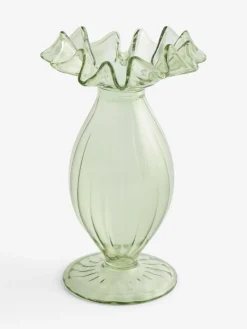 Next Green Ruffle Ribbed Glass Bud Vase^ Vases