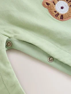 Outlet Next Baby Twill Dungarees and Bodysuit Set (0mths-2yrs) Green Safari Animal