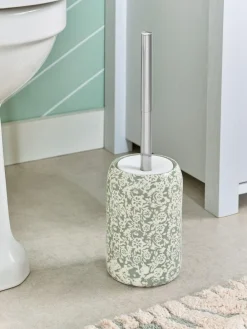 New Next Green Sage Floral Print Silicone Toilet Brush