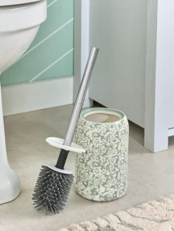New Next Green Sage Floral Print Silicone Toilet Brush