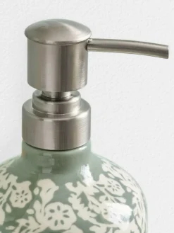 Next Green Sage Floral Print Soap Dispenser^ Bathroom Accessories