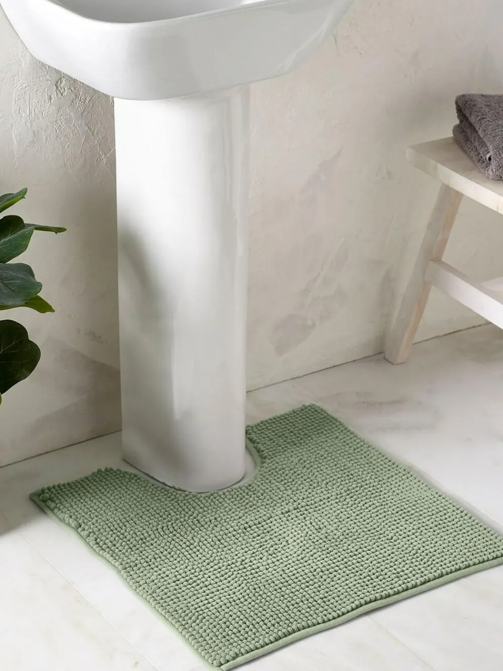 Next Green Sage Mid Bobble Pedestal Mat^ Towels & Bathmats
