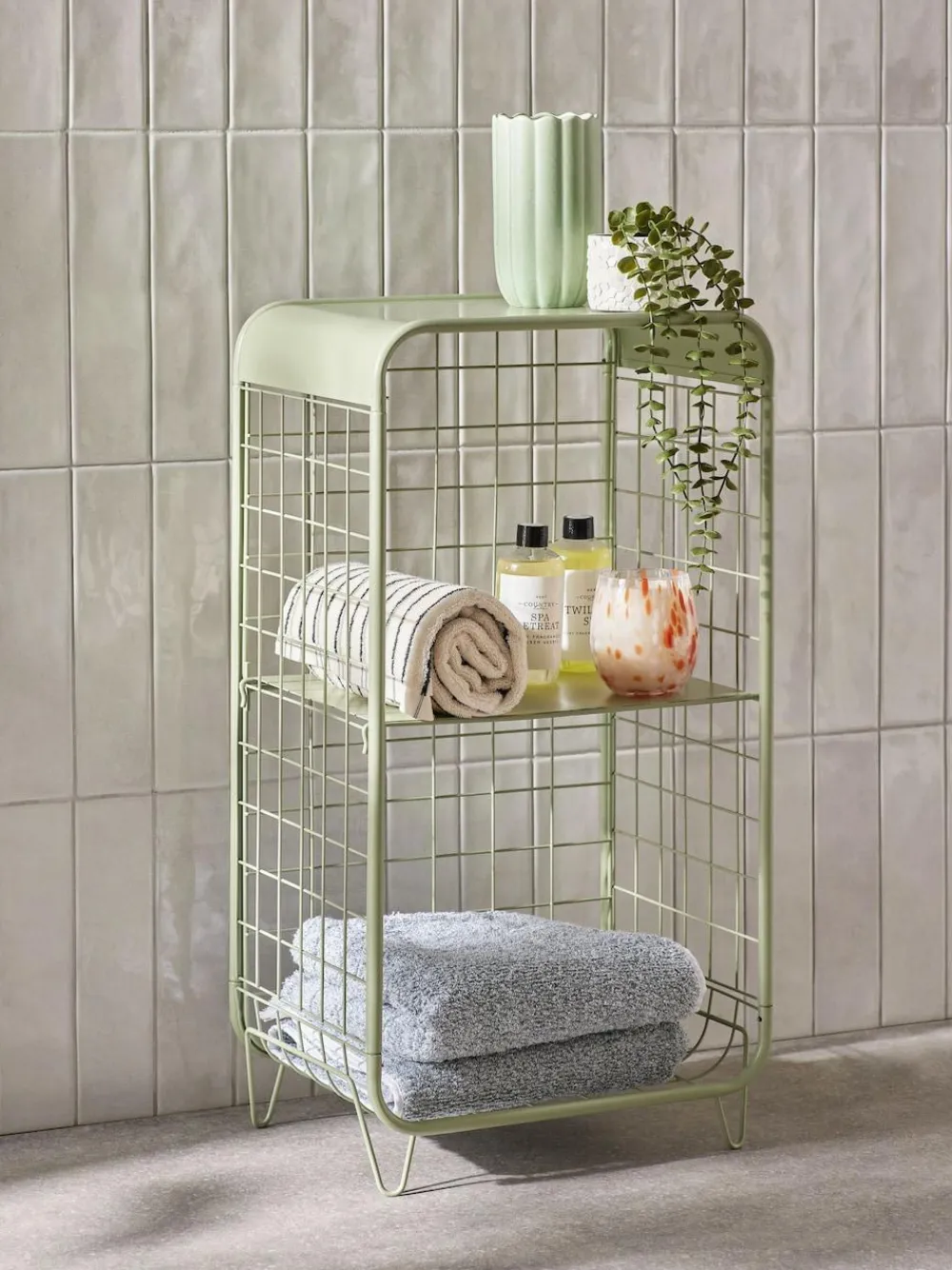 Clearance Next Wire Storage 2 Tier Tall Caddy Green Sage