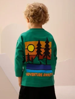 Next Green Scene Long Sleeve Back Print T-Shirt (3mths-8yrs)^BOY Tops|Tops