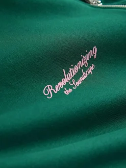 Online Next Simple Text Graphic Print Quarter Zip Neck Sweatshirt Green