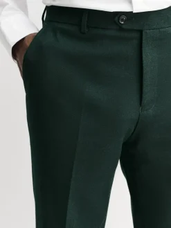 Best Next Slim Fit Flannel Suit Trousers Green
