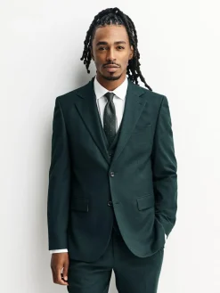 Best Next Slim Fit Flannel Suit Jacket Green