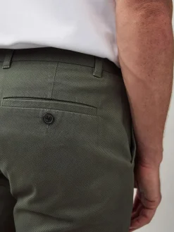Hot Next Slim Fit Stretch Printed Soft Touch Chino Trousers Green