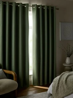 Hot Next Soft Marl Blackout/Thermal Eyelet Curtains Green