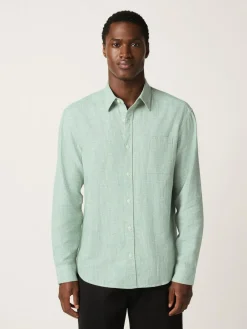 Next Standard Collar Cotton Linen Blend Long Sleeve Shirt^ Shirts