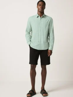 Next Standard Collar Cotton Linen Blend Long Sleeve Shirt^ Shirts