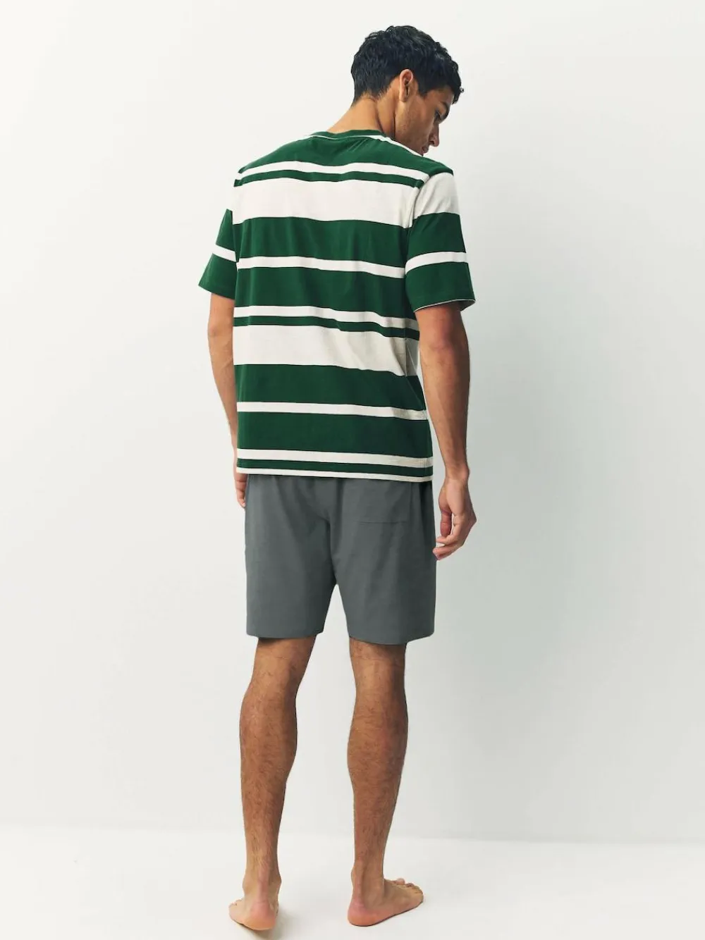 Discount Next Green Stripe Short Sleeve Jersey Pyjamas Set
