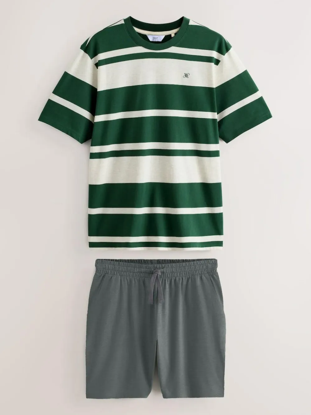 Discount Next Green Stripe Short Sleeve Jersey Pyjamas Set