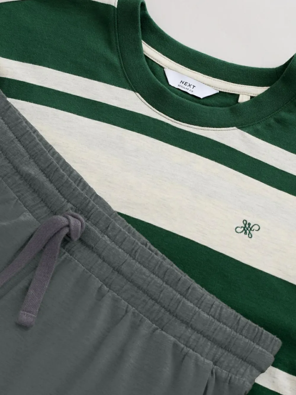 Discount Next Green Stripe Short Sleeve Jersey Pyjamas Set