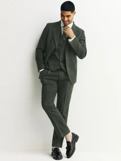 Clearance Next Tailored Fit Merino Wool Blend Suit Trousers Green