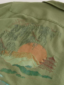 Next Textured Embroidered Japanese Print Short Sleeve Shirt^ Shirts