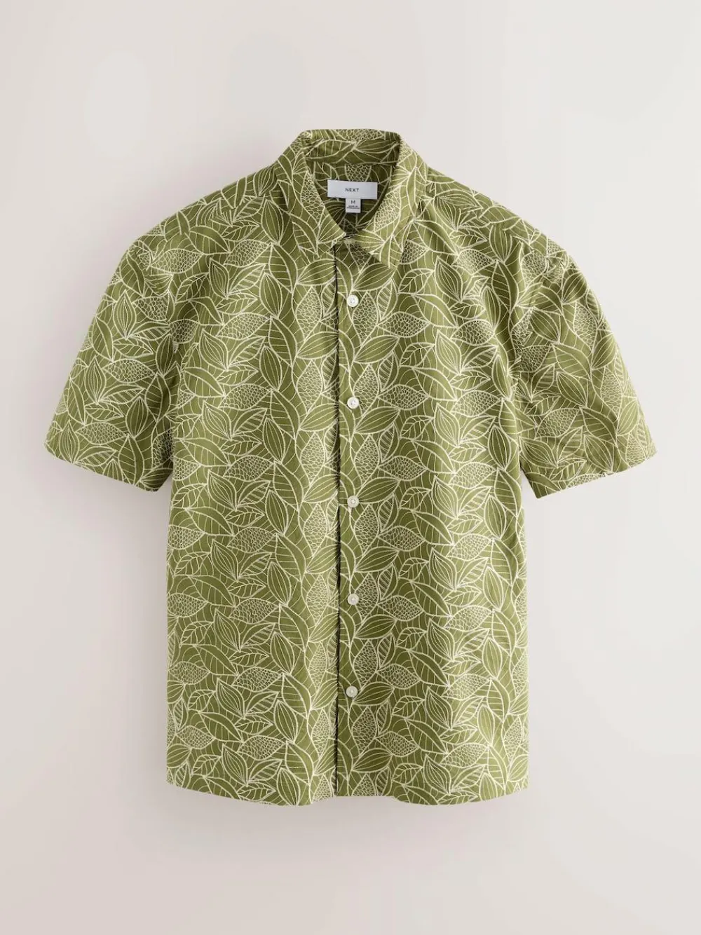 Clearance Next Textured Embroidered Tile Short Sleeve Shirt Green