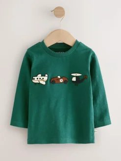 Next Green Transport Long Sleeve Appliqué T-Shirt (3mths-7yrs)^BOY T-Shirts