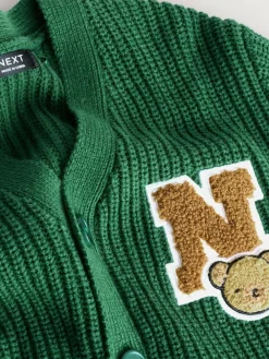 Next Green Varsity Character Cardigan (3mths-7yrs)^BOY Knitwear|Knitwear