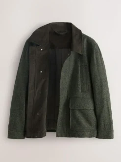 Next Green Wool Blend Herringbone Quilted Corduroy Collar Jacket^ Coats & Jackets|Coats & Jackets