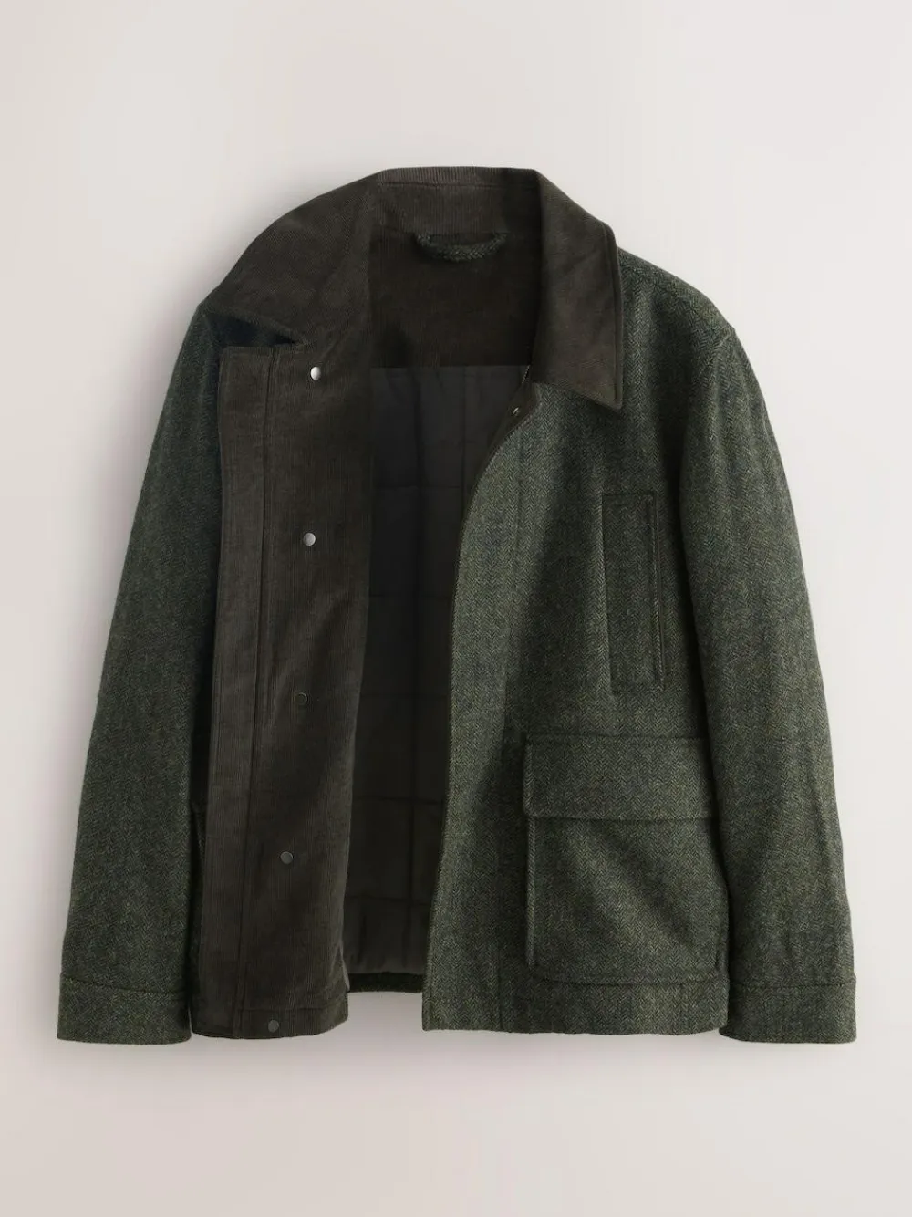 Next Green Wool Blend Herringbone Quilted Corduroy Collar Jacket^ Coats & Jackets|Coats & Jackets
