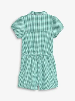 Best Next Zip Front Cotton Rich Gingham School Playsuit (3-14yrs) Green