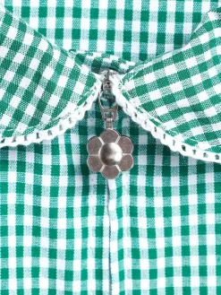 Best Next Zip Front Cotton Rich Gingham School Playsuit (3-14yrs) Green